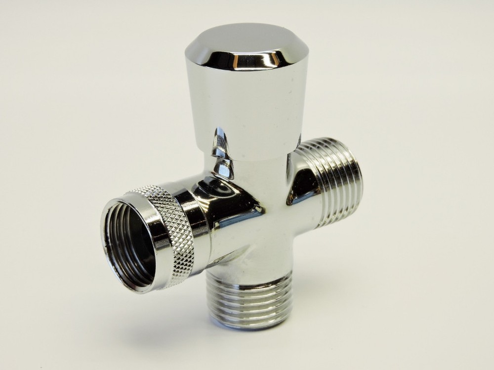 Shower Valve Flow Diverter Polished Chrome Solid Brass Push Button S01070