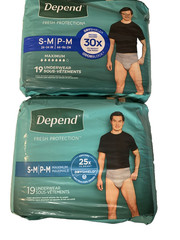 Depend Fresh Protection Adult Small/Medium Underwear 19 Ct-Pack of 2=38Underwear