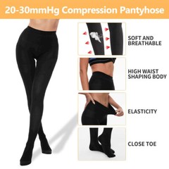 Sheer Compression Pantyhose Stockings Therapeutic Support 30-40mmHg