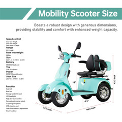 800W 4-Wheels Heavy Duty Mobility Scooters for Senior 60V 20AH 500lbs 31miles