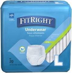 Medline Protect Extra Protective Underwear, Large Pack of 20 Briefs MSC13505A