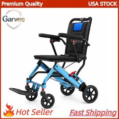 Lightweight Transport Wheelchair Foldable with Flip Armrests Swing Away Footrest