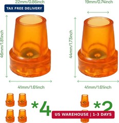 6PCS Heavy Duty Cane Tips and Crutch Tips, 3/4″ 19mm & 7/8″ 22mm Orange Rubber R