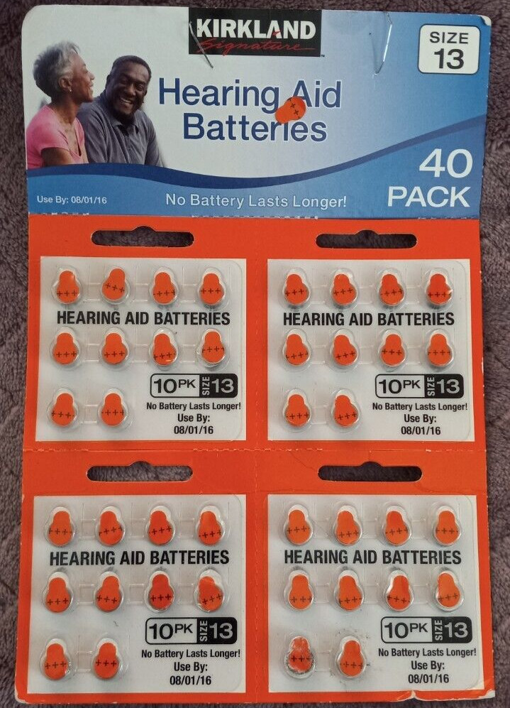 Kirkland Size 13 Hearing Aid Batteries 40 Pack Best By 08/01/16