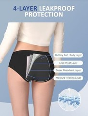 Girls Incontinence Underwear Washable 80ml Absorbency 10-12 Years 5 Black