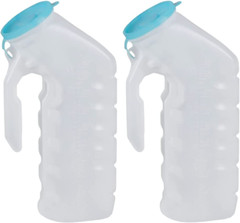 Male Urinal with Glow in The Dark Cover [32oz Pack of 2] Portable Pee Bottles fo