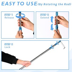 7Ft Truck Cargo Grabber Reach Retriever Tool with Two Hook Pickup Bed Heavy Duty