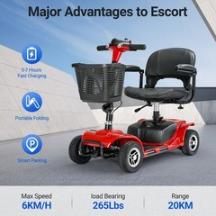 2023 4-Wheel Electric Mobility Scooter for Seniors, Portable, Collapsible Travel