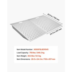 Uimoso Aluminum Threshold Ramp for Doorways 29.5″x 24.3″ Wheelchair Accessible
