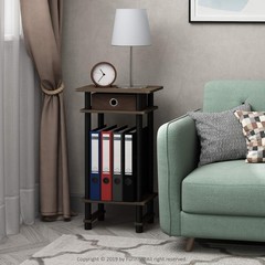Furinno Turn-N-Tube Tall End Table Columbia Walnut/Black/Dark Brown