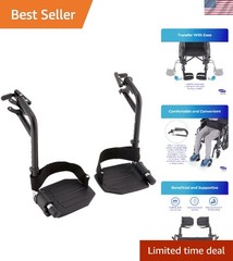 Ergonomic Wheelchair Footrest with Adjustable Length & Flip-Up Aluminum Plate