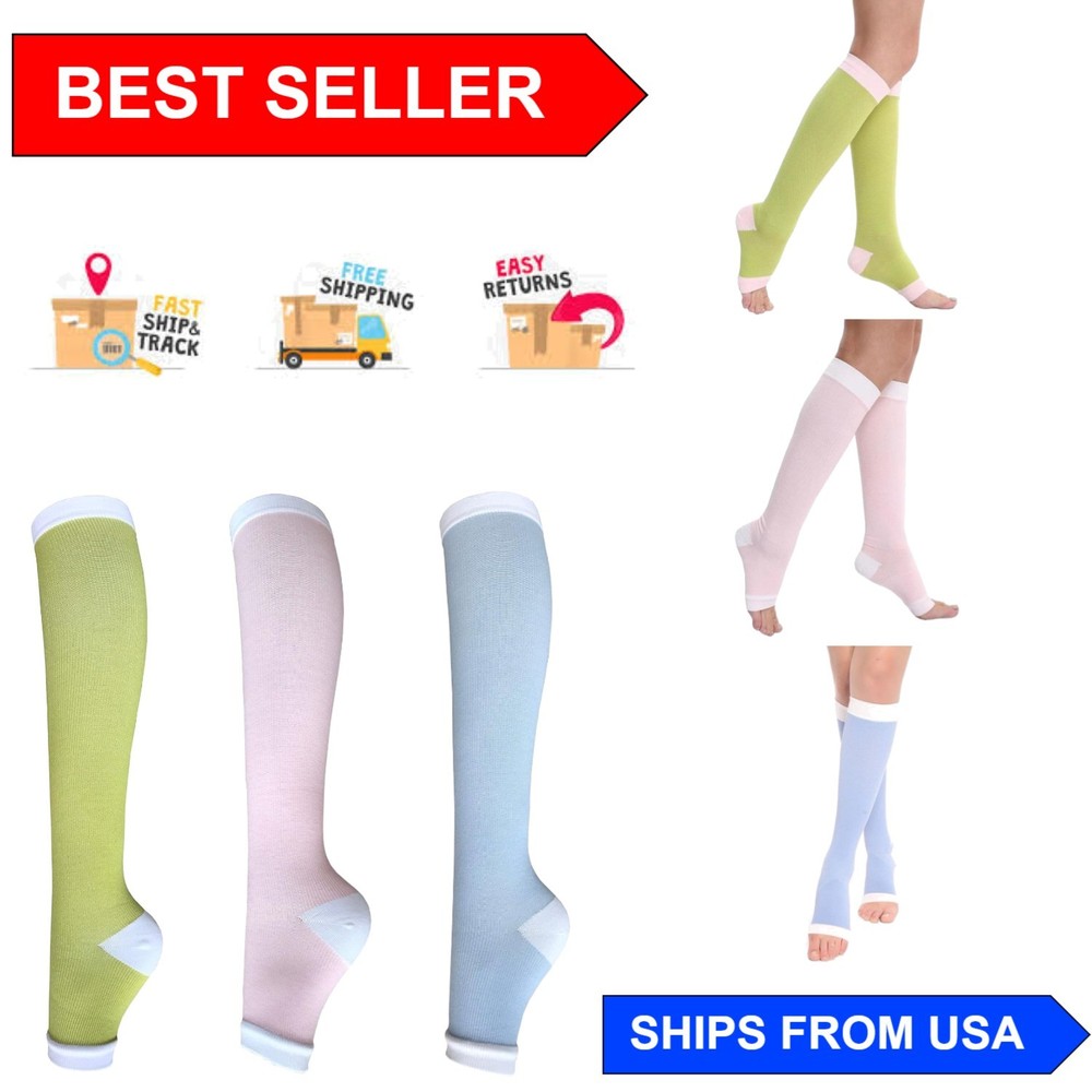 3 Pairs Open Toe Compression Socks 15-20mmHg – Comfortable Support for All