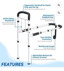 BigDolphin Bed Rails for Seniors – Adjustable Bed Cane Supports 350LBS