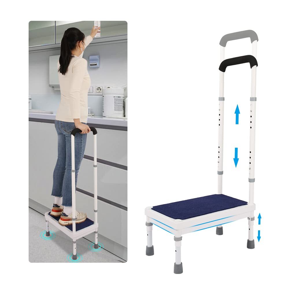 Medical Step Stool with Handle Elderly Bedside Steps for High Beds