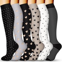 Compression Socks for Large-X-Large 032 Black/Grey/Black/Nude/White/Black