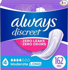 Always Discreet Adult Incontinence Pads for Women Moderate Absorbency Postpartum