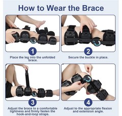 Hinged ROM Knee Brace, Post Op Knee Brace for Recovery Stabilization, ACL, MCL
