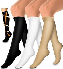 3 Pack Bamboo Compression Socks (8-15mmHg) Moisture Wicking Support Stockings