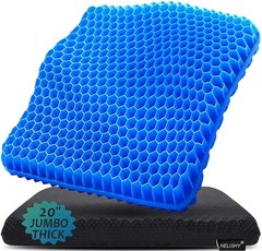 20 Inch Jumbo Thick Blue Gel Seat Cushion Office Chair Back Support Cushion