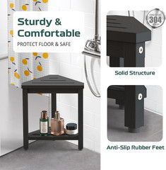 Waterproof Shower Foot Rest 14in, HDPE Small Stool for Bath Corner, Black | Idea
