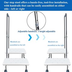 Aliseniors Step Stool with Handle and Non-Skid Platform, Heavy Duty 2 Steps M…