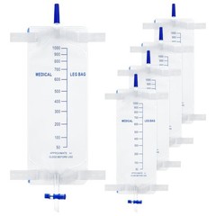 5 Pack 33.8oz/1000ml Leg Bag Urinary Drainage Bag with Cloth Straps, Leg Cathete