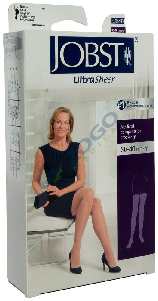 Ultrasheer 30-40 Thigh High Natural Open Toe Stockings w/ Silicone Dot Border