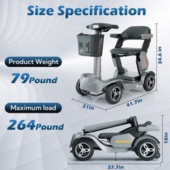 GLIDEZONE Peak 1000W 4Wheel Mobility Scooter Wheelchair Device 35Mi Travel/Elder