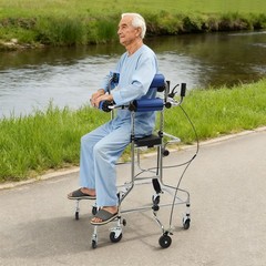 Adult Standing Walker 8-Wheels Walking Aid for Men Adjustable Height & Width