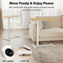 Romoon Over Bed Bedside Table Wheels Rolling Height Adjustable Desk Mobile