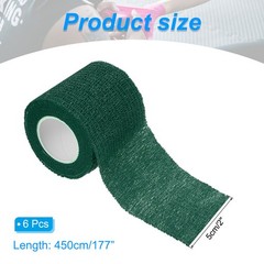2″ x 177″ 6 Pcs Self Adhesive Bandage Wrap Elastic Self Tape Dark Green