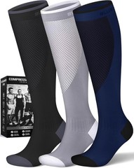 3 Pairs Compression Socks Stockings Womens Mens Knee High Medical 20-30 mmHG