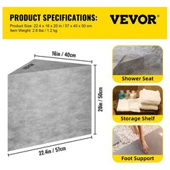 Tile Shower Seat, 22.4″ x 16″ x 20″ Waterproof Triangular Board Shower Bench