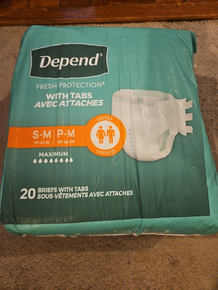 Depend Protection with Tabs Briefs S/M 19-34in Max Absorbency 20 Ct