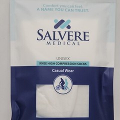 Salvere Sz M Unisex Knee High Compression Socks White Casual Wear 20-30 MmHg