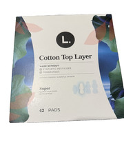 L. Ultra Thin Pads for Women, Organic Cotton Top Layer, Super , 42 ct