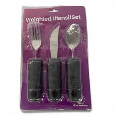 Mars Wellness Weighted Utensils Set 3 Piece Fork Knife Spoon Adaptive Heavy Duty