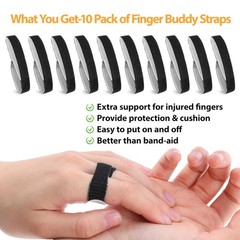 Buddy Tape Finger Straps, 10 Pcs Wraps With One Size, Black