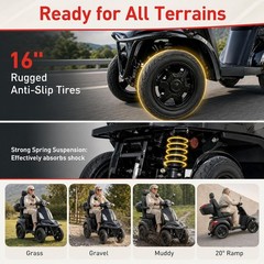 4 Wheel Mobility Scooter 1000W 60V 20Ah 3 Speeds – 6.2/9.3/15.5 mph 500 lbs Load