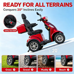 1000W Heavy Duty 4Wheel Mobility Scooters 500lbs Capacity Electric Powered Chair