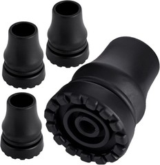 4-Pack Rubber Cane Tips 3/4 Inch Heavy Duty Walking Cane Tips Black Sturdy