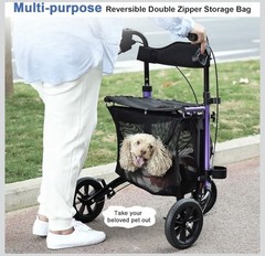 Walk Mate 3 Wheel Rollator Walker w/ Seat Foldable 8” Wheels,Red,Padded Backrest