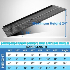 2/3/4/5/6/7/8FT Black Home Wheelchair Ramp Non-Skid Folding Aluminum Ramps Steps