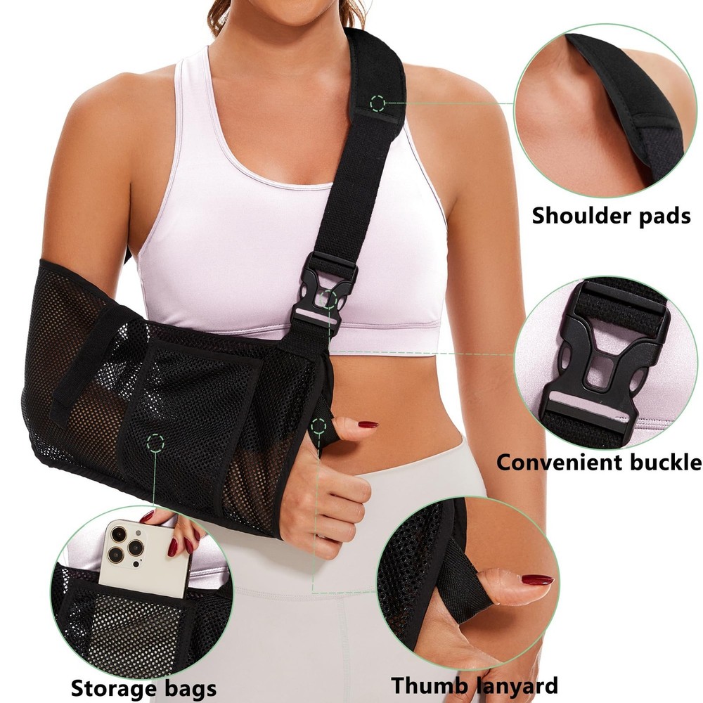 KONSEDIK Mesh Arm Sling – Medical Shoulder for Shower – Medium, Black
