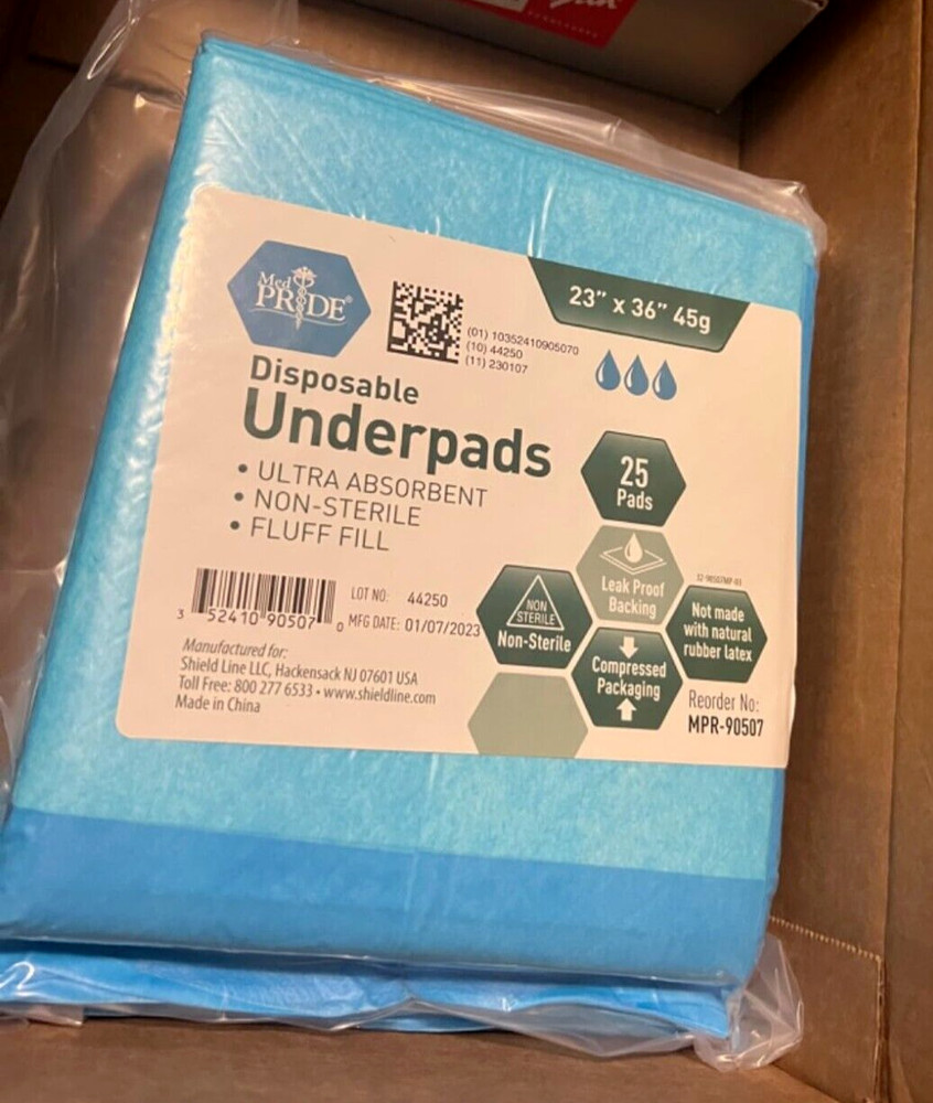MED PRIDE Disposable Underpads 23“ X 36“ Incontinence Pad Chux Bed Covers 25Ct