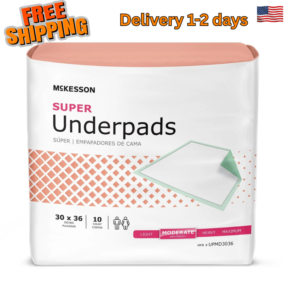 McKesson UPMD3036 30x36in Fluff/Polymer Disposable Underpads – 10×10 Case