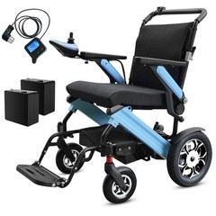 Blue Foldable Electric Wheelchair for Adult, 35Miles Travel Distance, 700W Motor