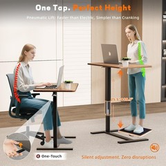 Overbed Bedside Table with Wheels, Adjustable Hospital Over Bed Table, Rolling L