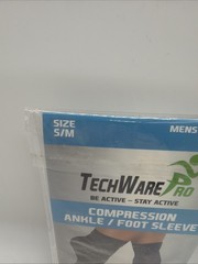 TechWare Pro Compression Ankle/Foot Sleeve Socks- Size S/M Unisex 1 Pair Black