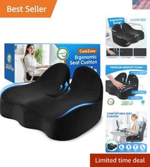 Portable Ergonomic Seat Cushion with Removable Cover – Ideal Pain Relief, Black